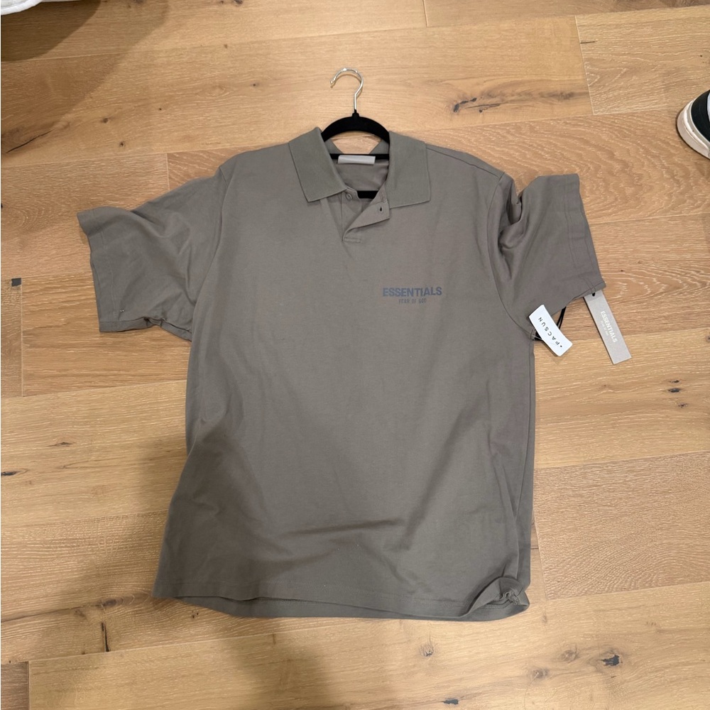 ESSENTIALS Men's Taupe Greenish Polo Shirt